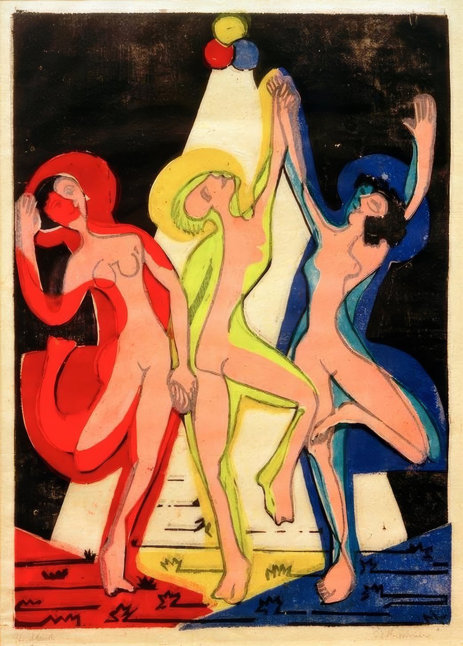 Kolorowy taniec autorstwa Ernst Ludwig Kirchner