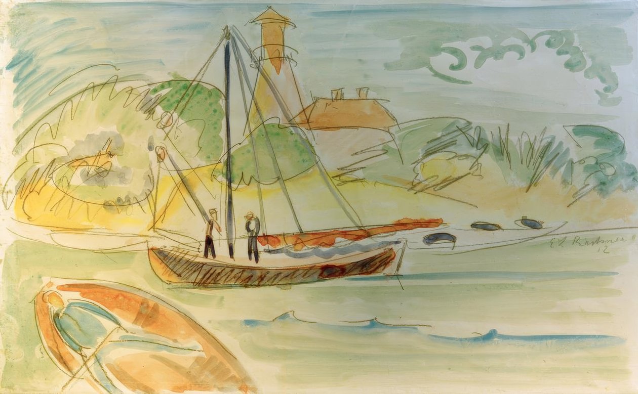 Wybrzeże Fehmarn z latarnią morską autorstwa Ernst Ludwig Kirchner