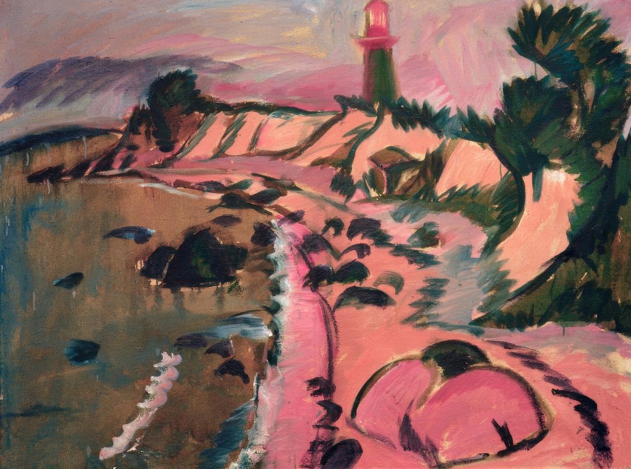 Wybrzeże Fehmarn z latarnią morską autorstwa Ernst Ludwig Kirchner