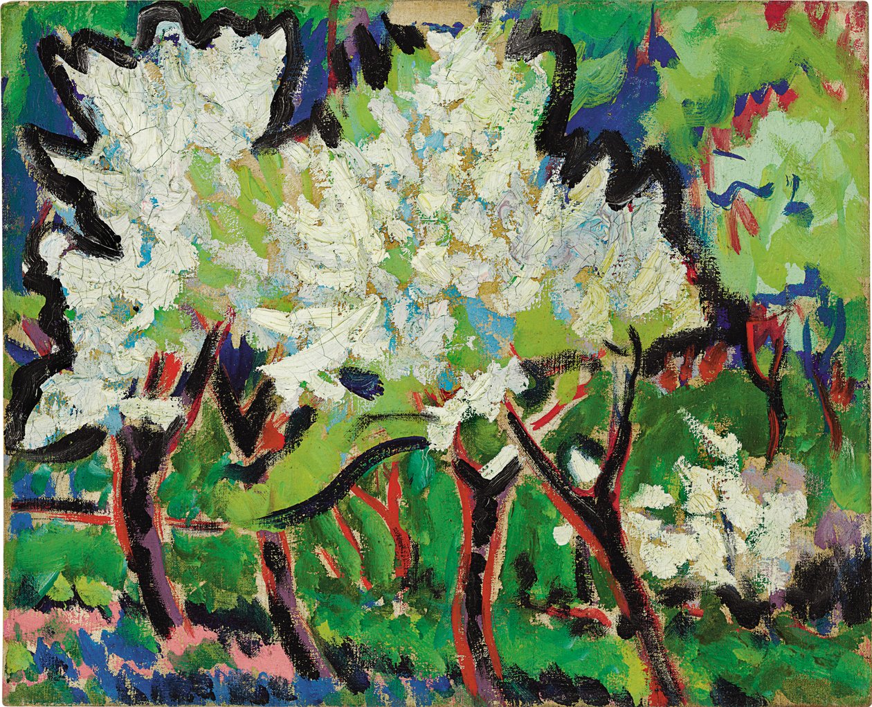 Drzewa kwitnące IV; Bluhende Baume IV, 1909 autorstwa Ernst Ludwig Kirchner