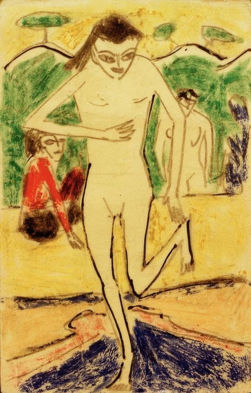 Fränzi przed wiszącą ścianą autorstwa Ernst Ludwig Kirchner