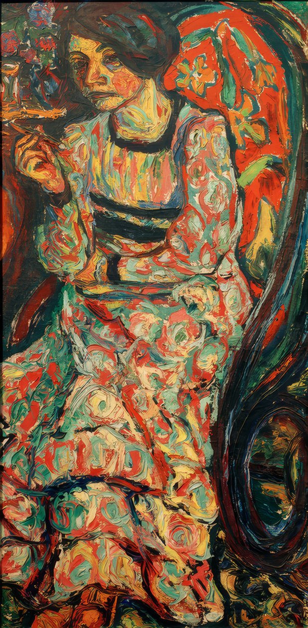 Kobieta na bujanym fotelu (Emmi Frisch) autorstwa Ernst Ludwig Kirchner