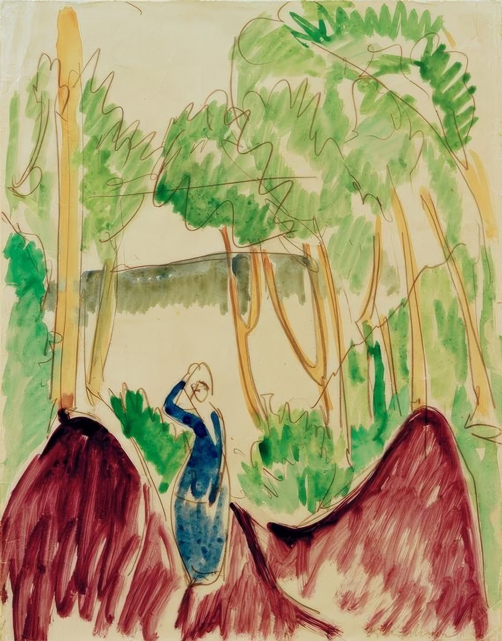 Kobieta na wydmach na Fehmarn autorstwa Ernst Ludwig Kirchner