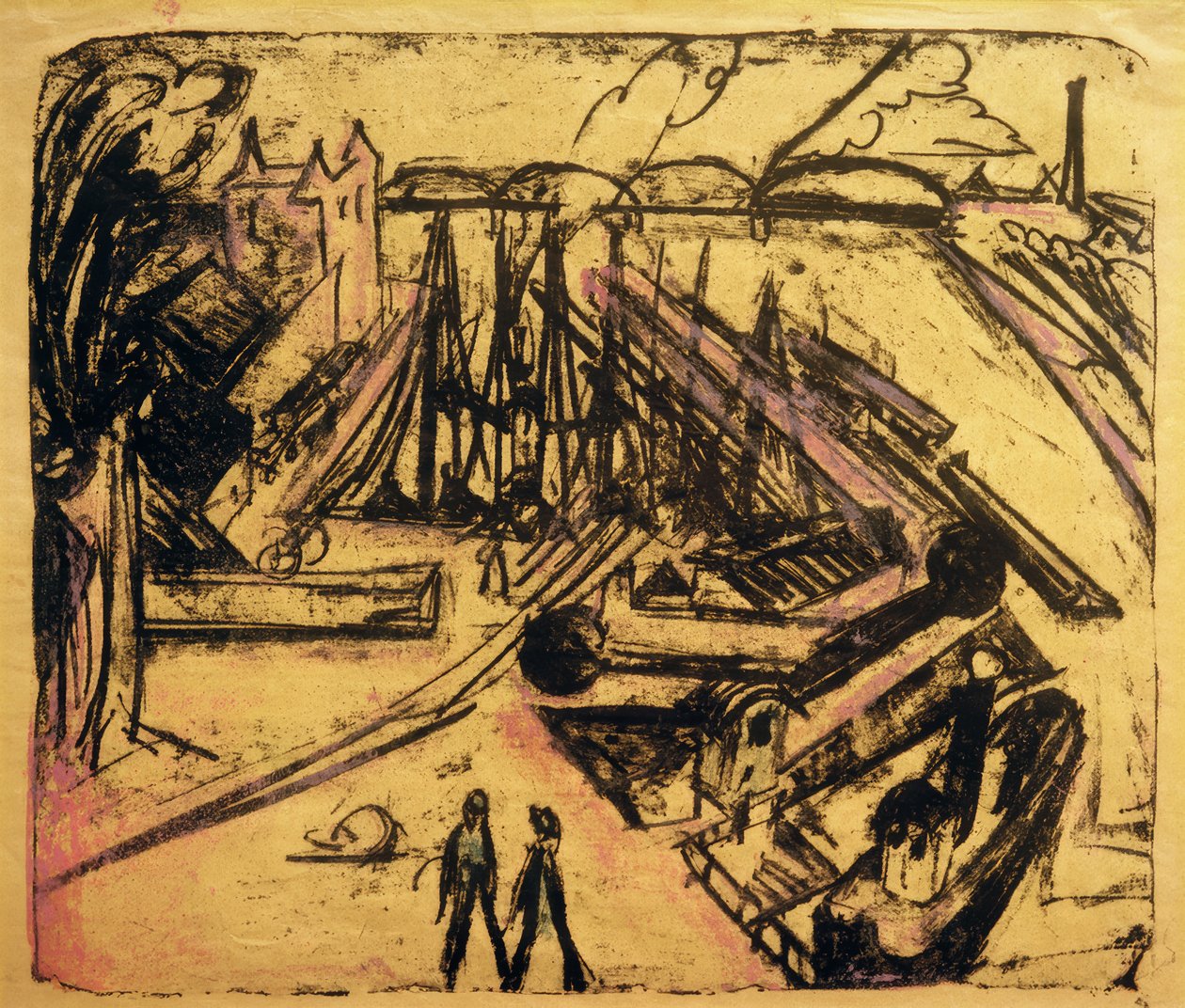 Freihafen Frankfurt nad Menem autorstwa Ernst Ludwig Kirchner