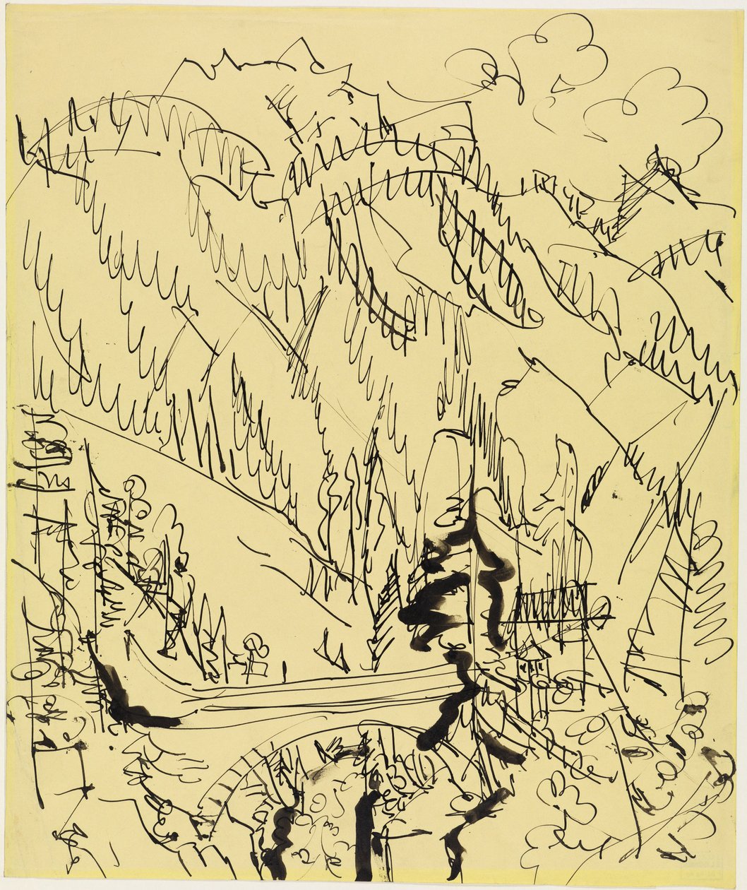 Krajobraz górski z mostem autorstwa Ernst Ludwig Kirchner