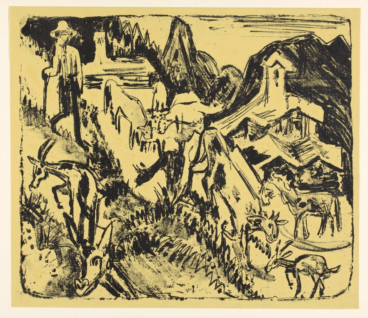 Pasterz ze swoim stadem w górach autorstwa Ernst Ludwig Kirchner