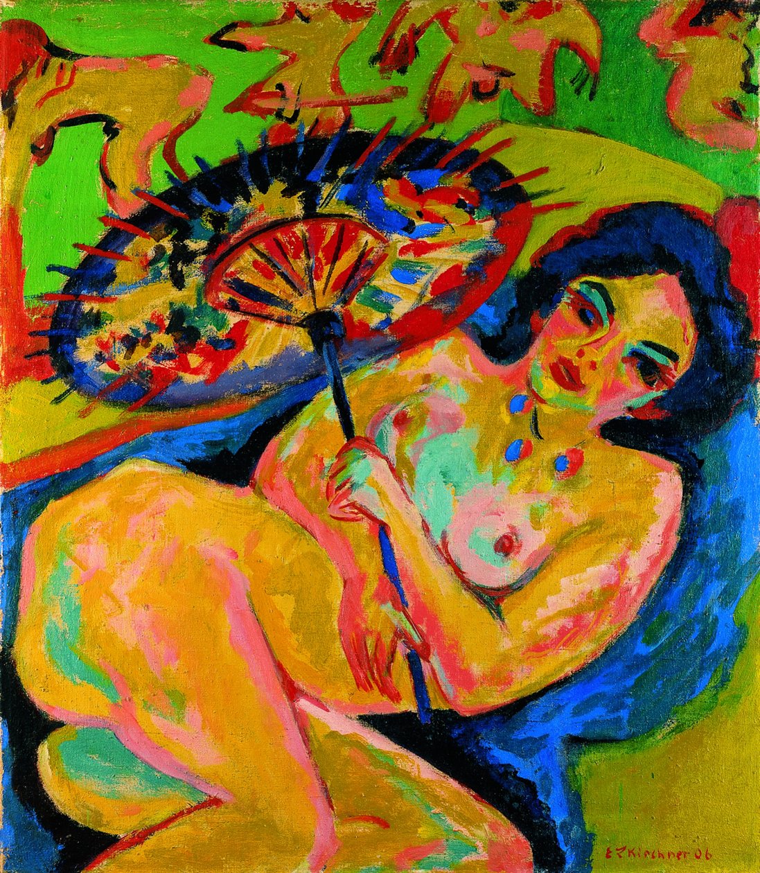 Dziewczyna pod japońskim parasolem, ok. godz. 1909 autorstwa Ernst Ludwig Kirchner
