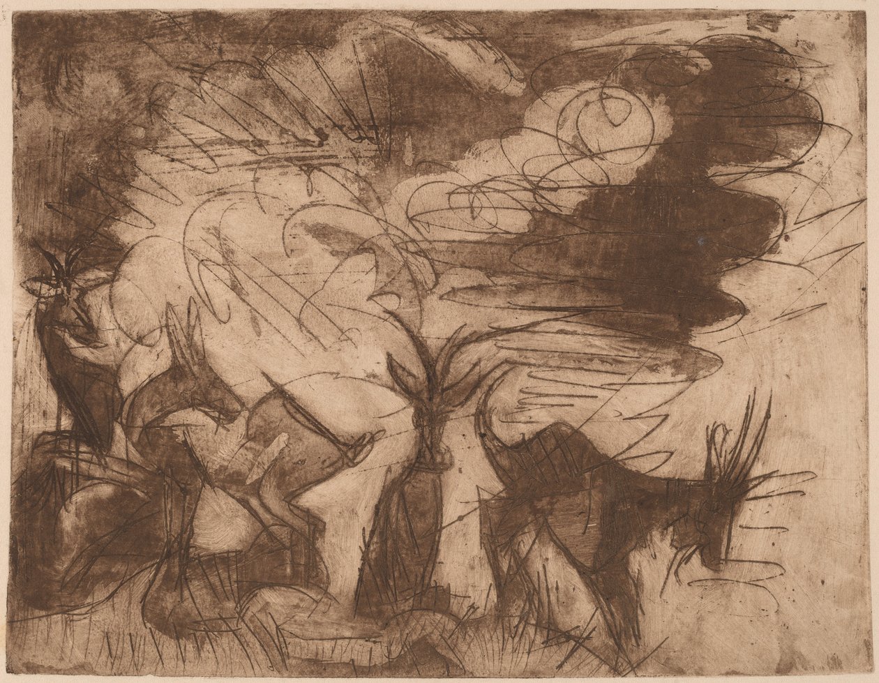 Kozy i Chmury autorstwa Ernst Ludwig Kirchner