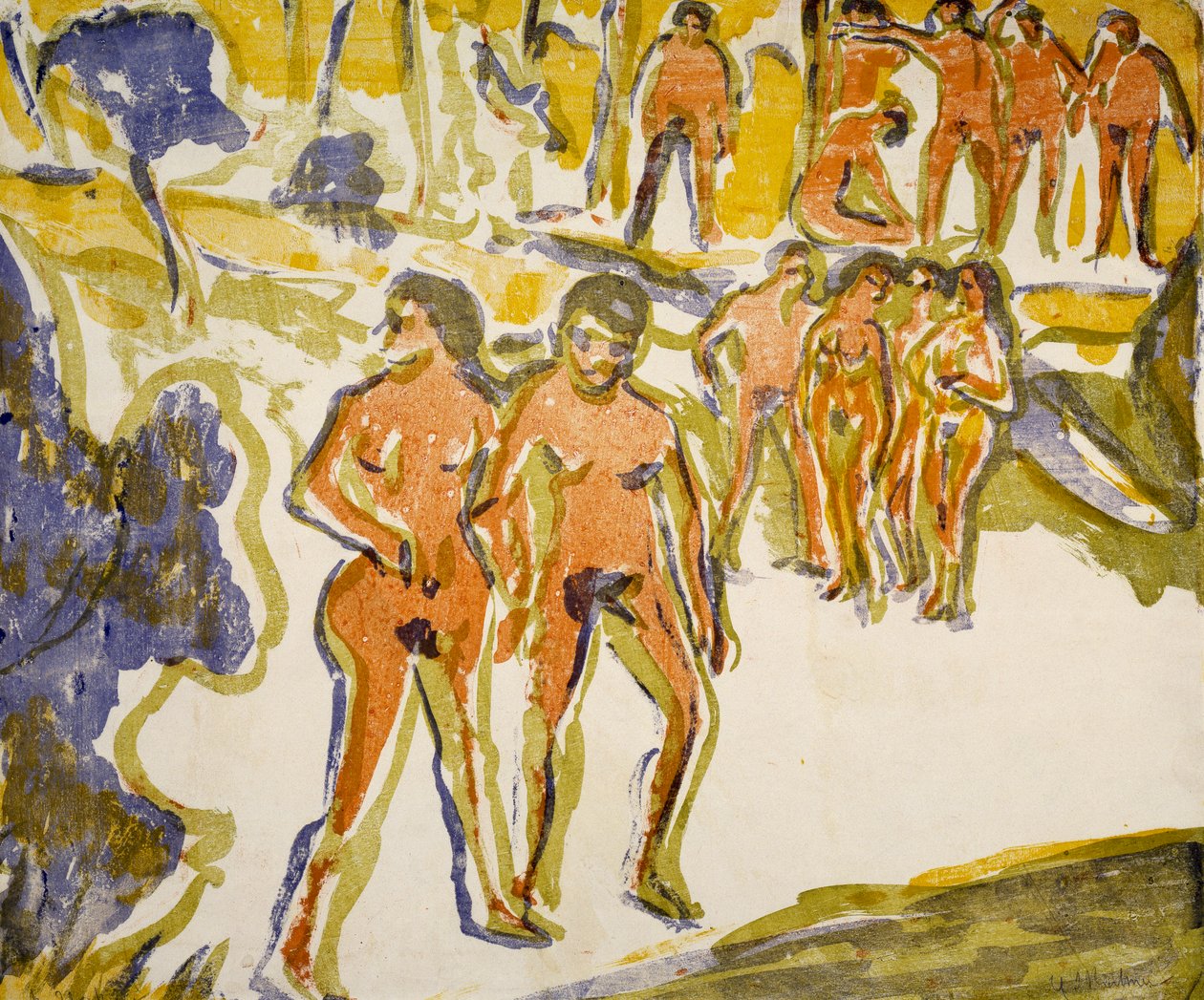 Grupa pływaków autorstwa Ernst Ludwig Kirchner