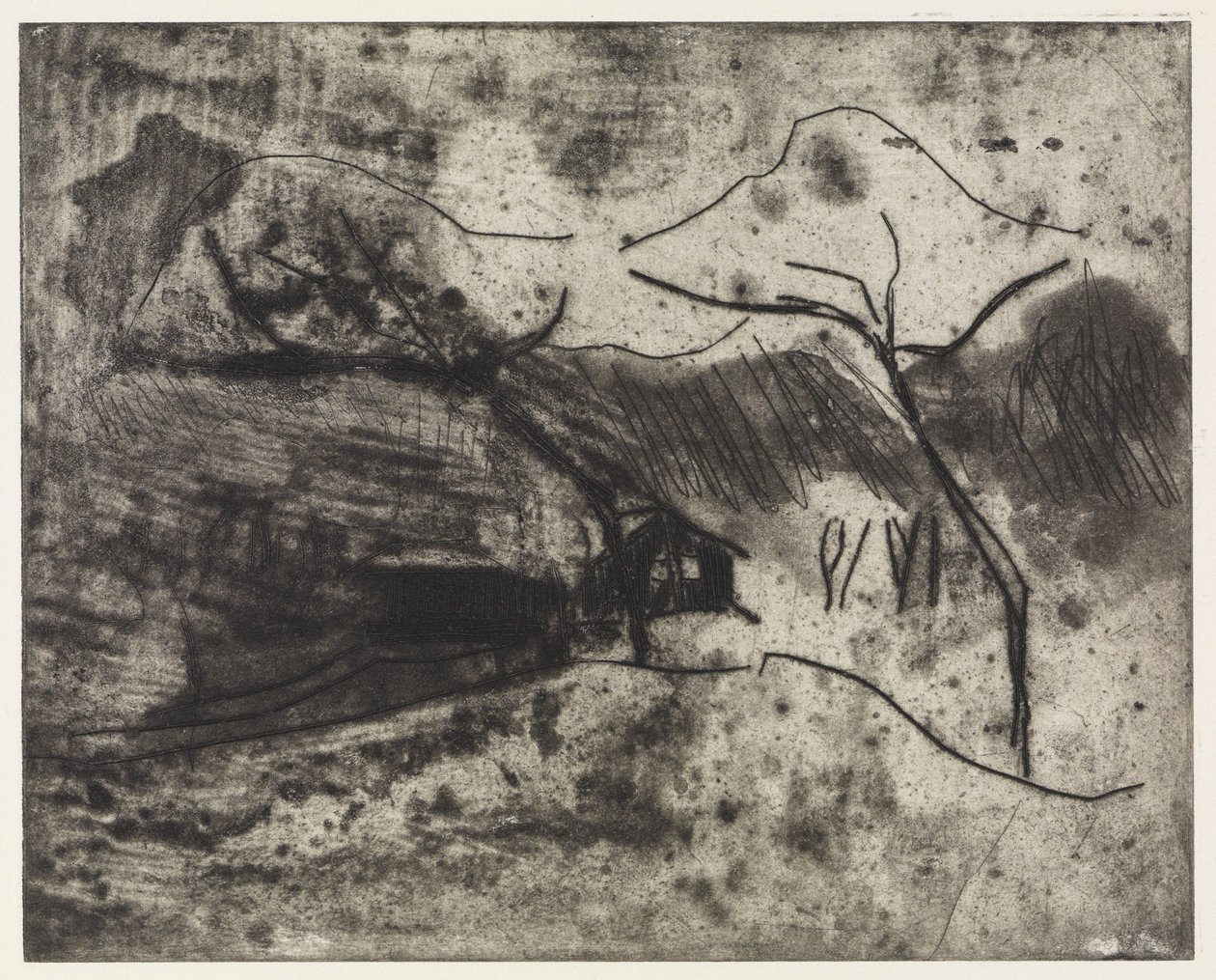 Domek pod drzewami w śniegu / Plaża, wiatr, łodzie autorstwa Ernst Ludwig Kirchner