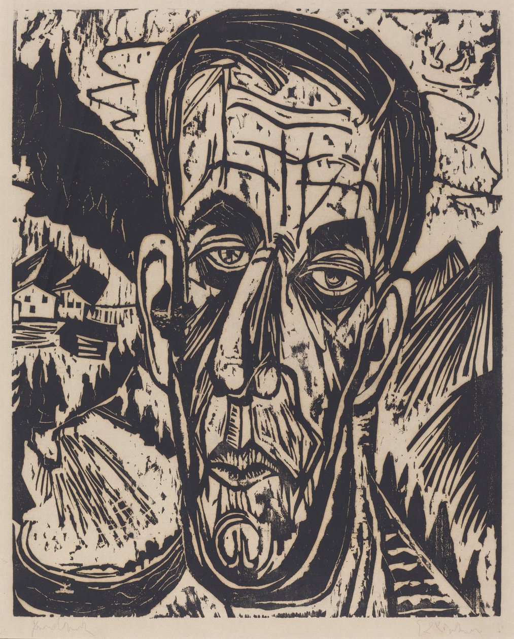 Szef van de Velde, Bright (Kopf van de Velde, Hell) autorstwa Ernst Ludwig Kirchner