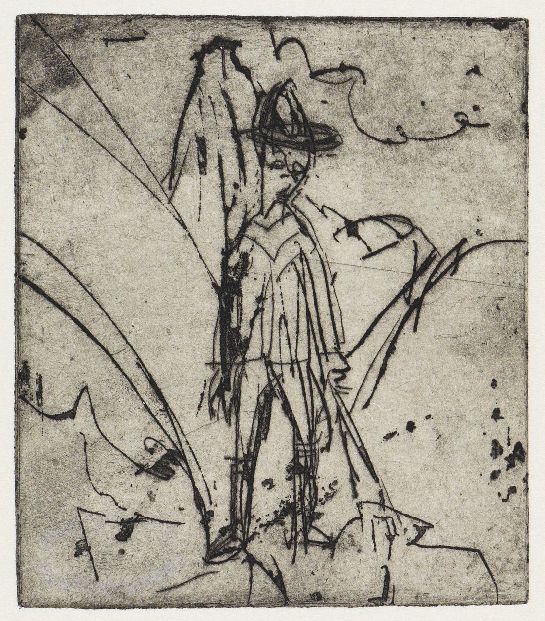 Pasterz przed górą/Dom z kozami - Stafelalp autorstwa Ernst Ludwig Kirchner