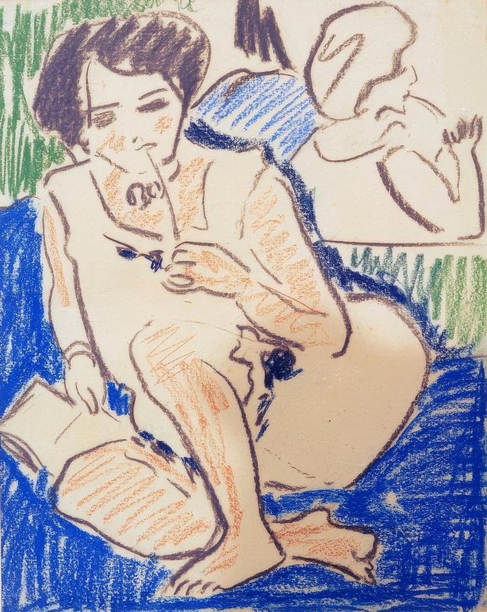 Kucanie dodo z książką autorstwa Ernst Ludwig Kirchner