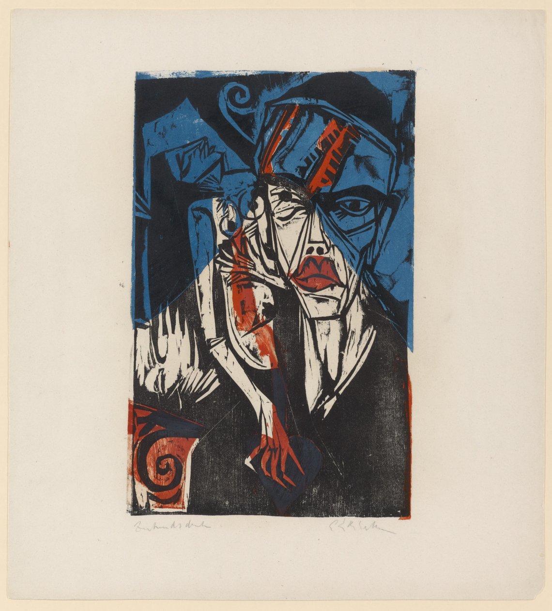 Ilustracja dla Petera Schlemihla autorstwa Adalberta von Chamisso, 1915 (drzeworyt kolorowy) autorstwa Ernst Ludwig Kirchner