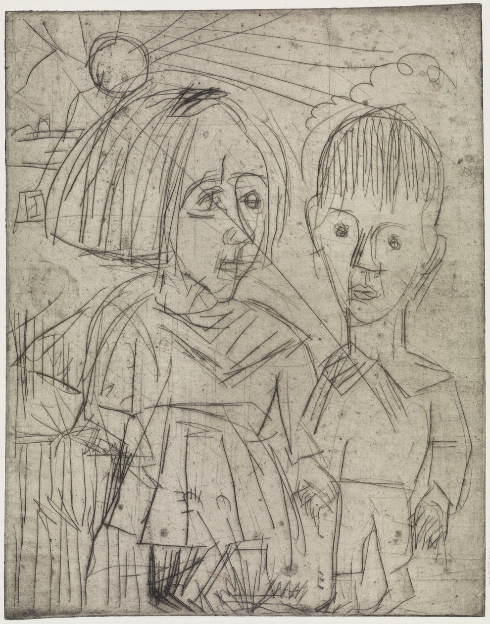 Dzieci o zachodzie słońca / Ludzie na górze autorstwa Ernst Ludwig Kirchner