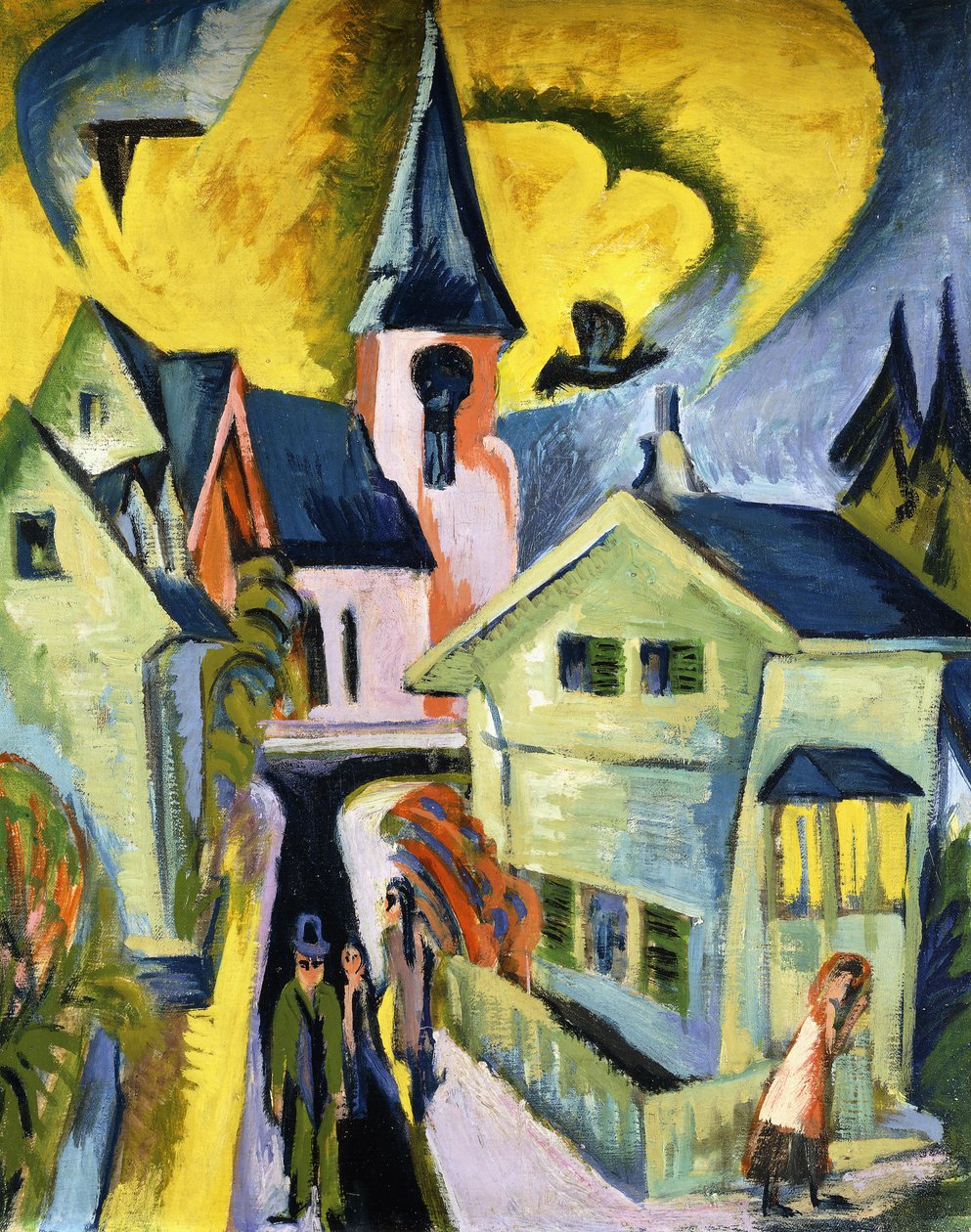 Koenigstein z Czerwonym Kościołem; Koenigstein z czerwonym kościołem autorstwa Ernst Ludwig Kirchner