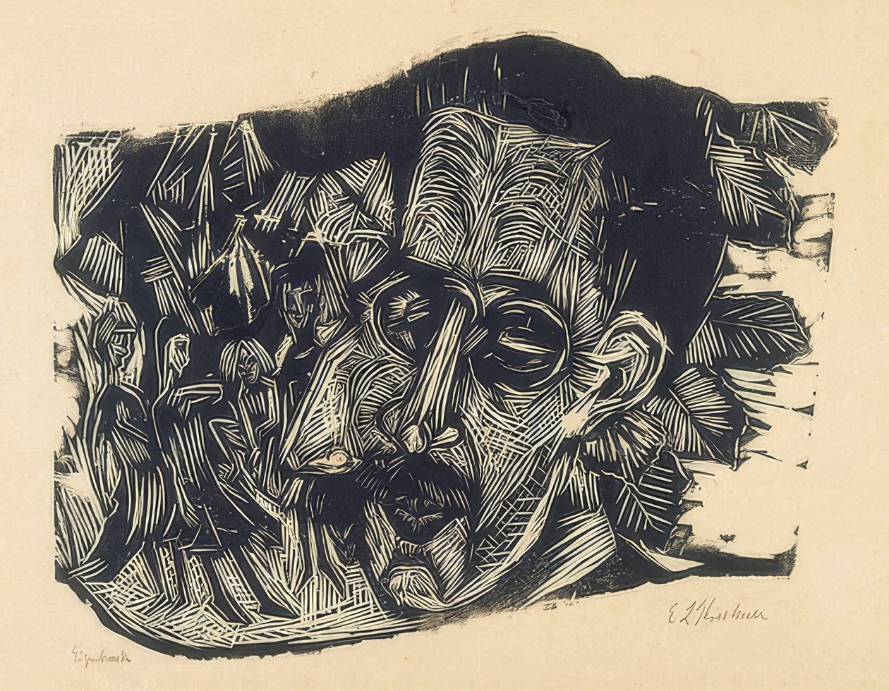 Szef dr Ludwig Binswanger i małe dziewczynki. 1917/18 autorstwa Ernst Ludwig Kirchner