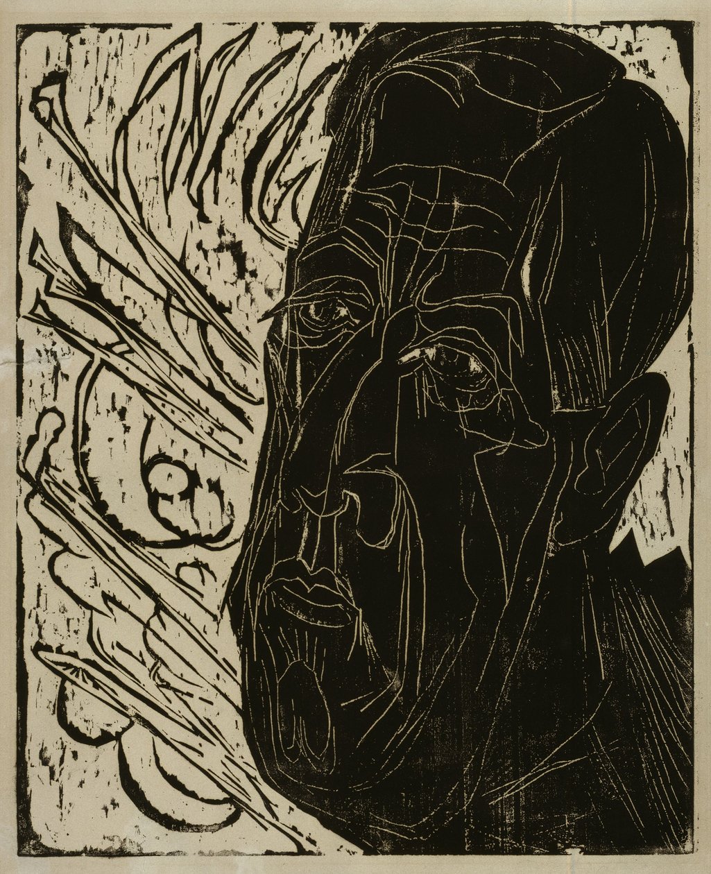 Głowa Henry’ego van de Velde’a (ciemna) – Czarna głowa van de Velde’a autorstwa Ernst Ludwig Kirchner