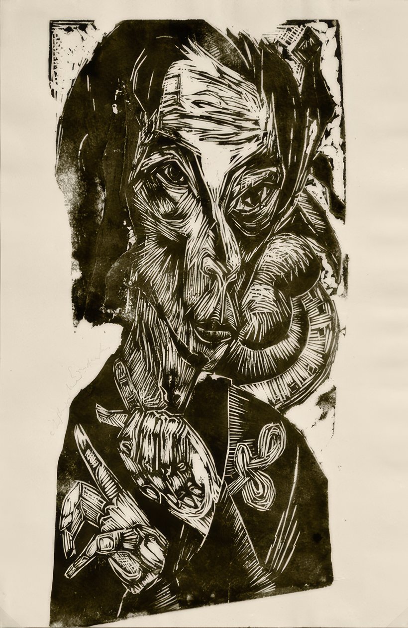 Głowa Chorych - Autoportret autorstwa Ernst Ludwig Kirchner