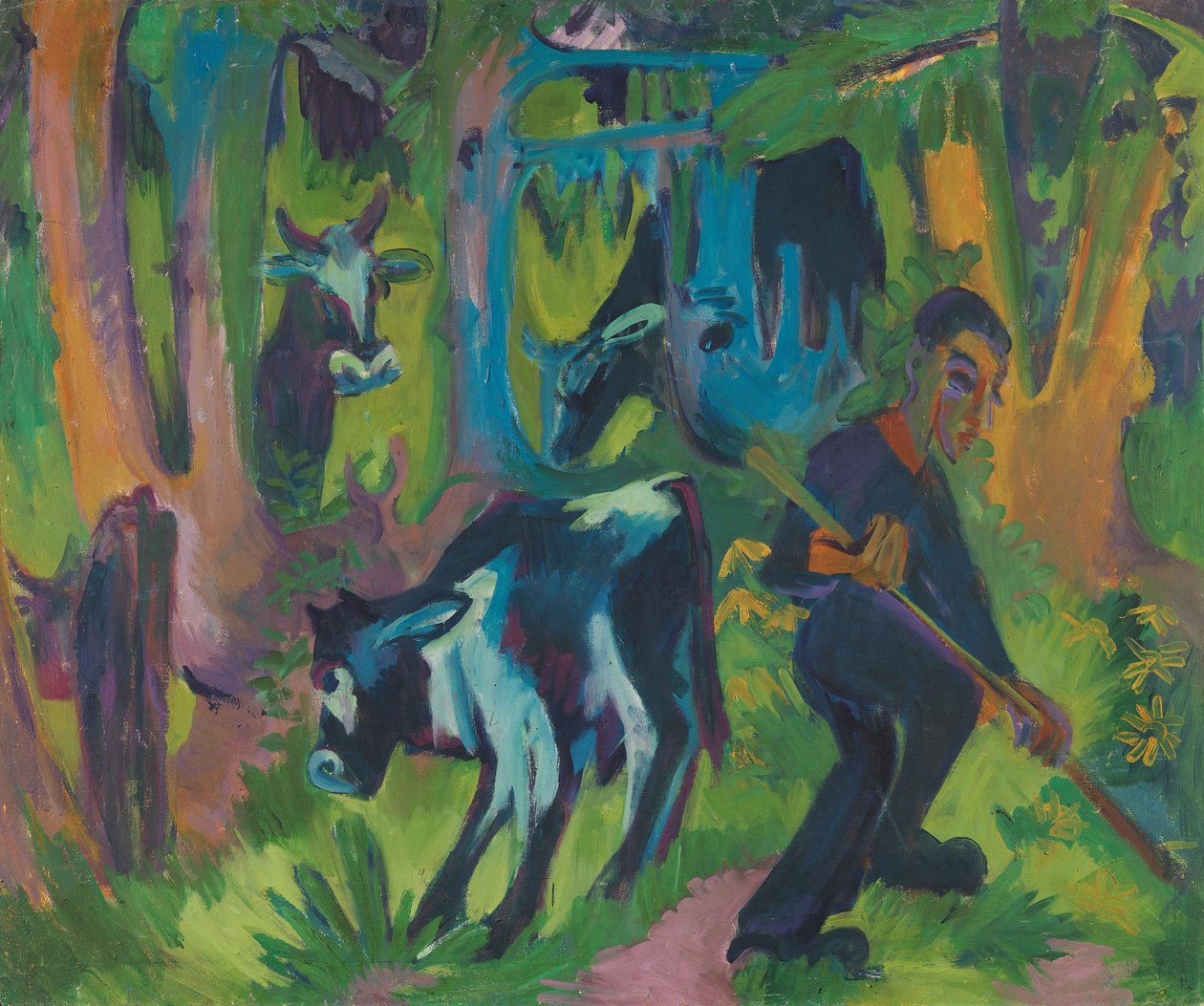 Krowy w lesie autorstwa Ernst Ludwig Kirchner
