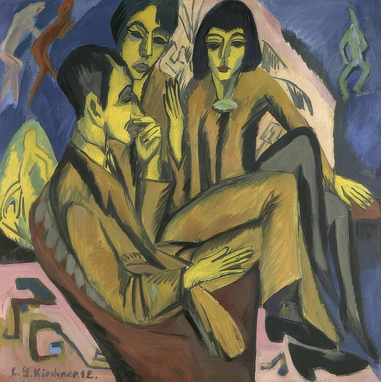 Grupa artystyczna (rozrywka artystów). 1913 autorstwa Ernst Ludwig Kirchner