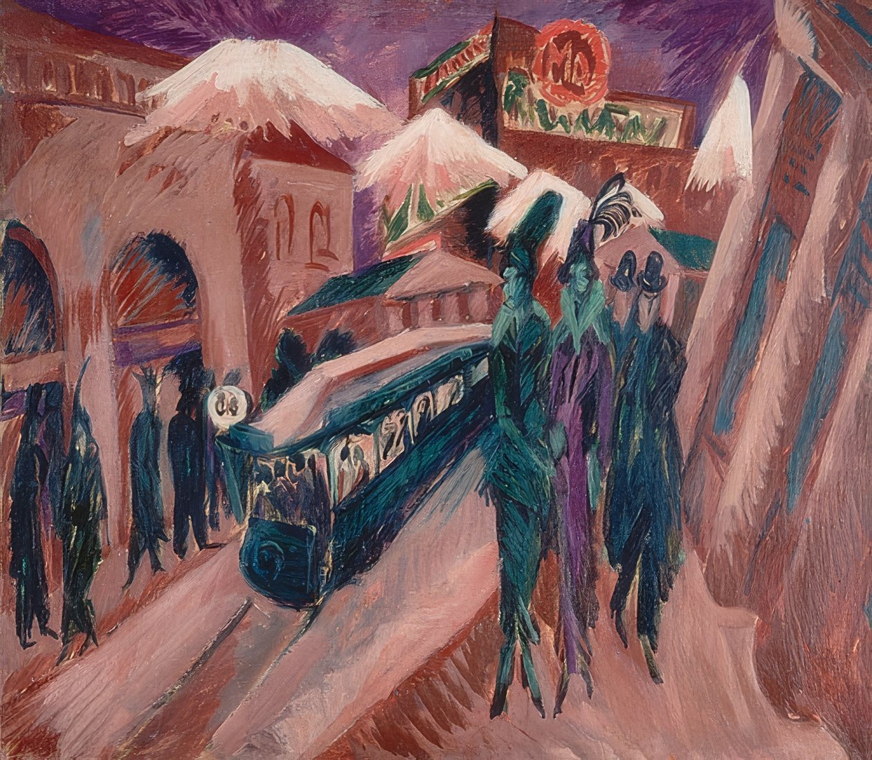 Leipziger Strasse z pociągiem elektrycznym. 1914 autorstwa Ernst Ludwig Kirchner