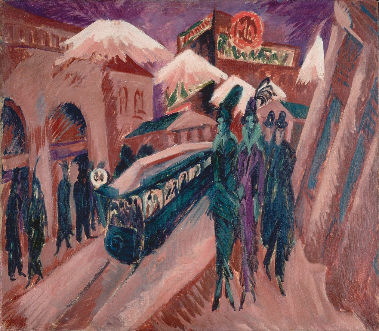 Leipziger Straße z tramwajem elektrycznym autorstwa Ernst Ludwig Kirchner