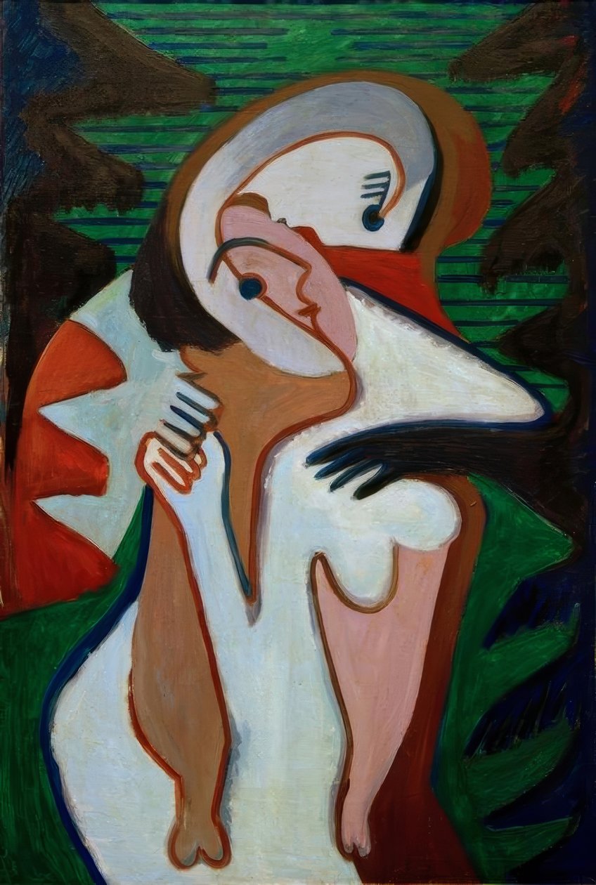 Kochankowie - Pocałunek autorstwa Ernst Ludwig Kirchner