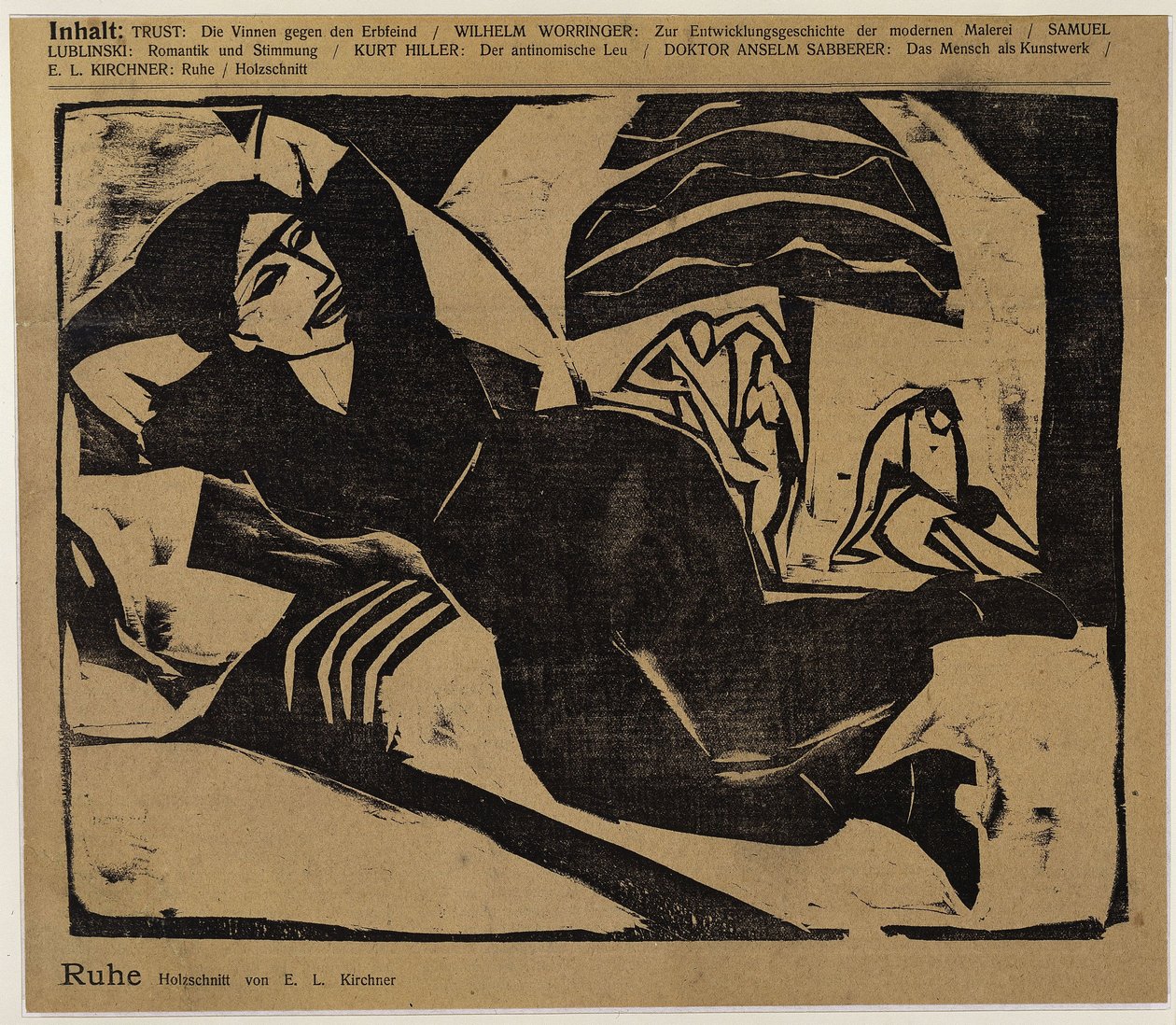 Leżąca kobieta (Odpoczynek) (z: Der Sturm ...) autorstwa Ernst Ludwig Kirchner