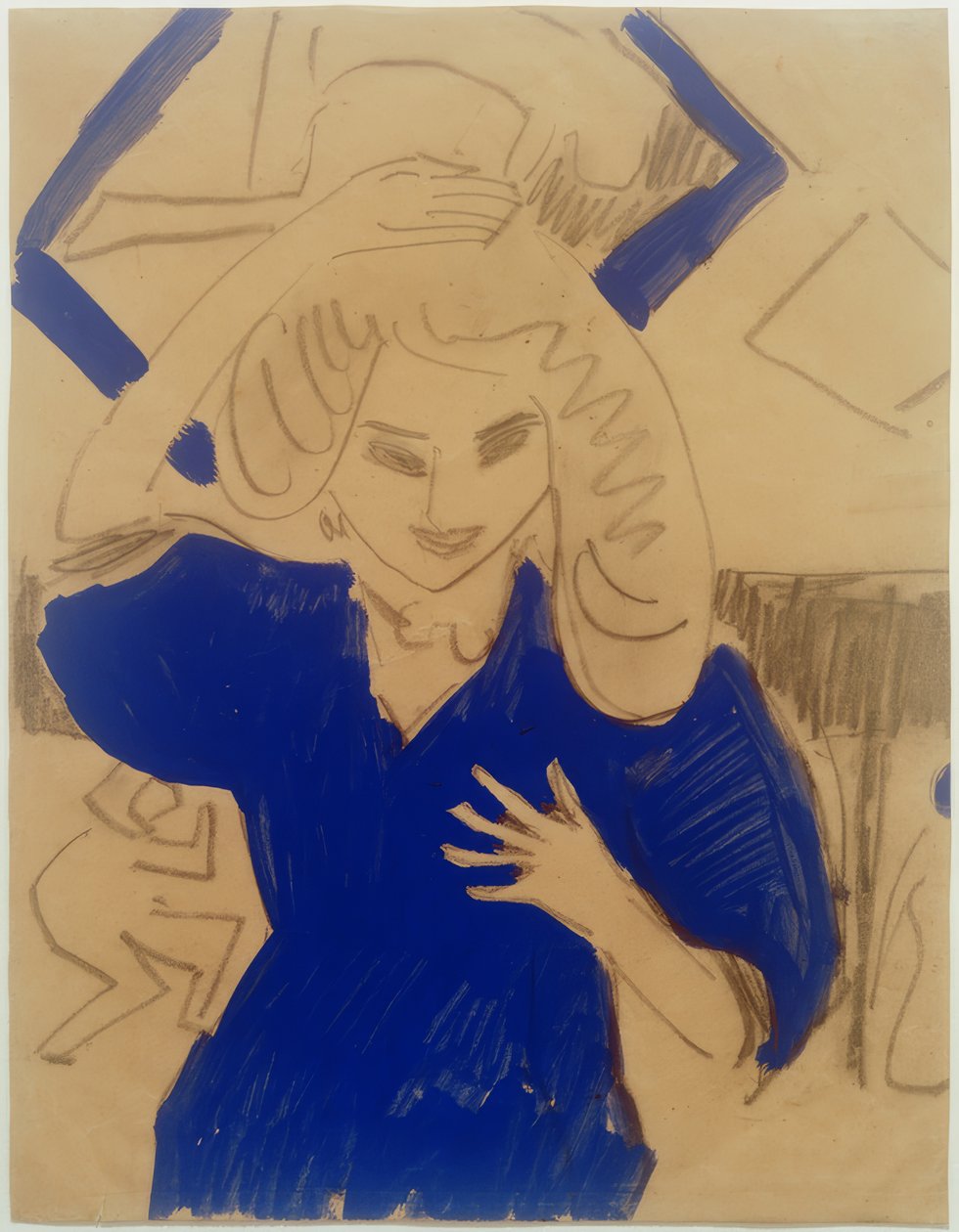 Dziewczyna w niebieskiej sukience autorstwa Ernst Ludwig Kirchner