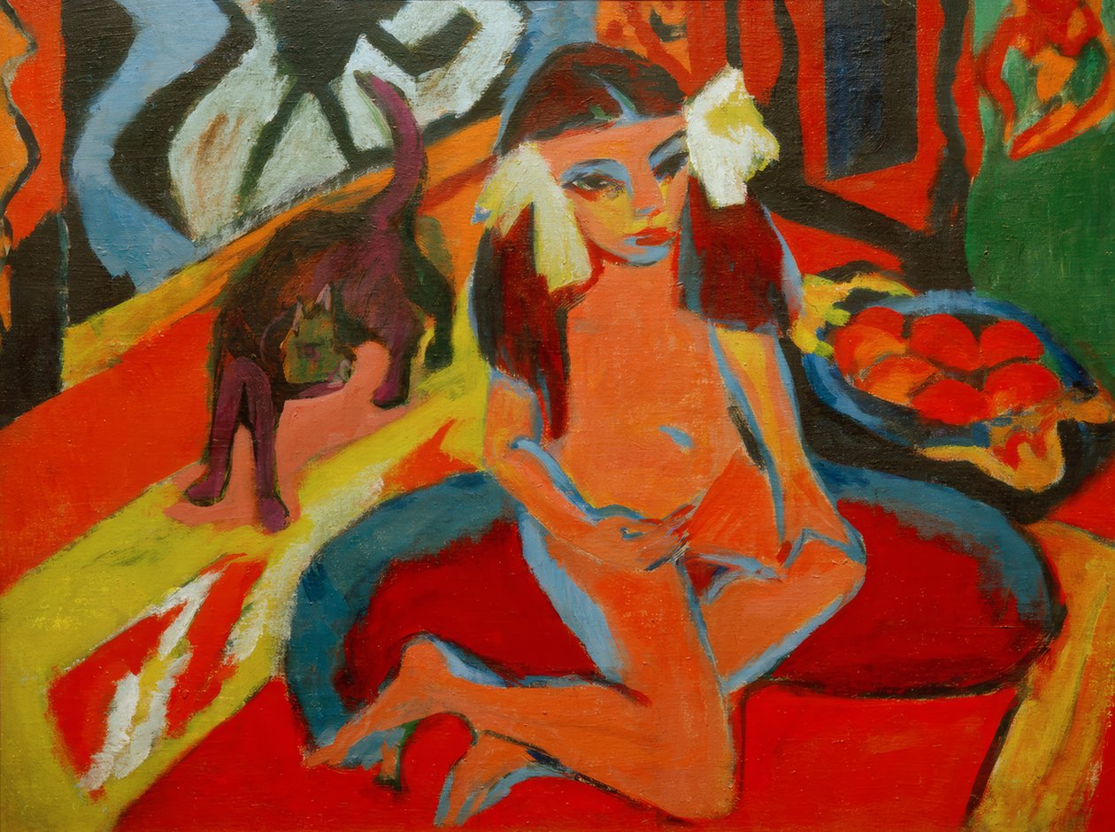 Dziewczyna z kotem, Fränzi autorstwa Ernst Ludwig Kirchner