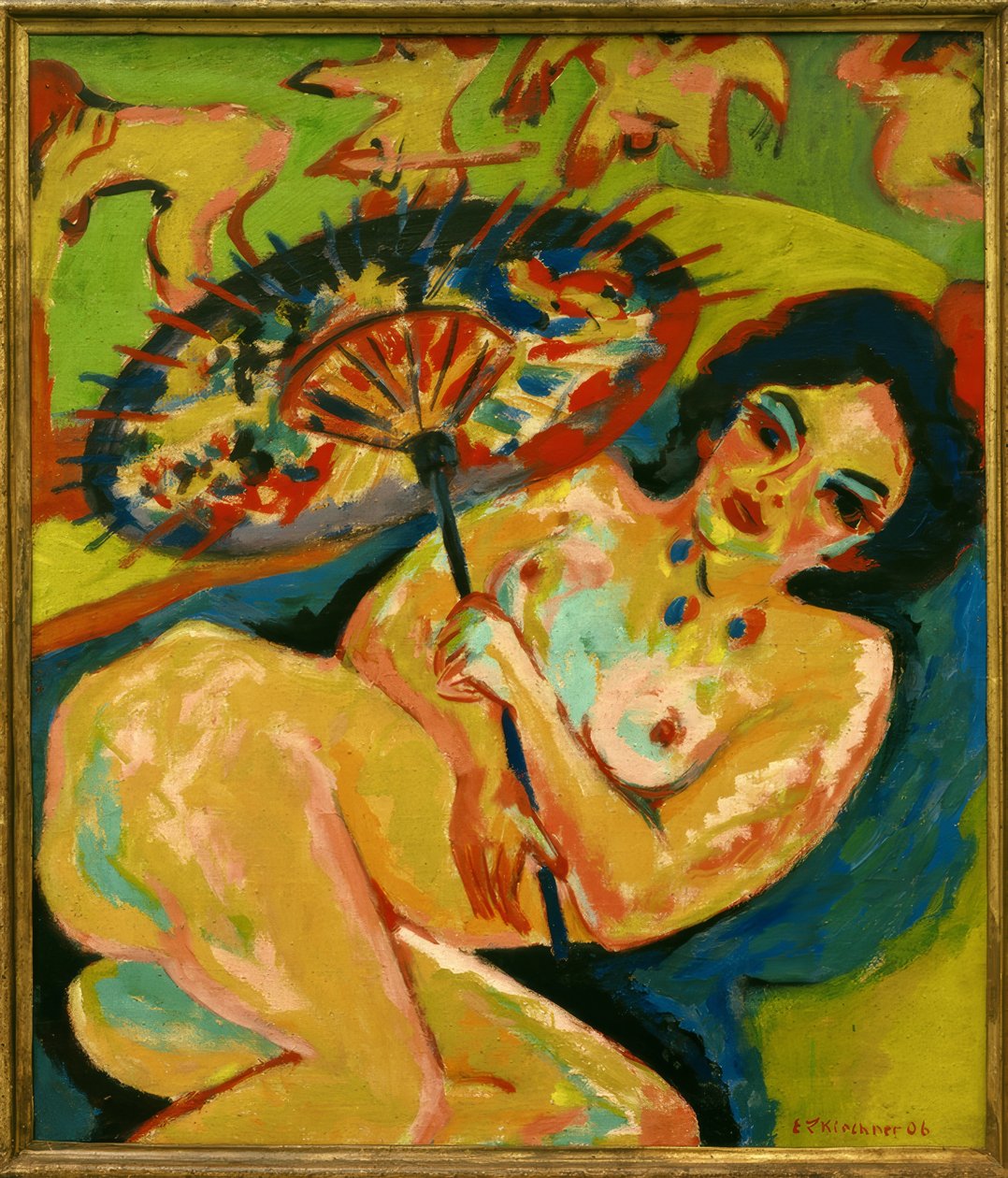 Dziewczyny pod japońskim parasolem autorstwa Ernst Ludwig Kirchner