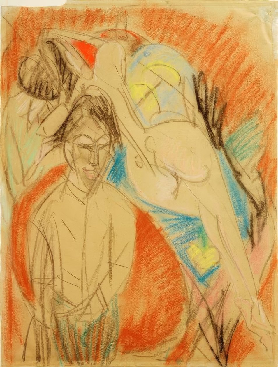 Malarz i naga kobieta (Autoportret z modelką) autorstwa Ernst Ludwig Kirchner