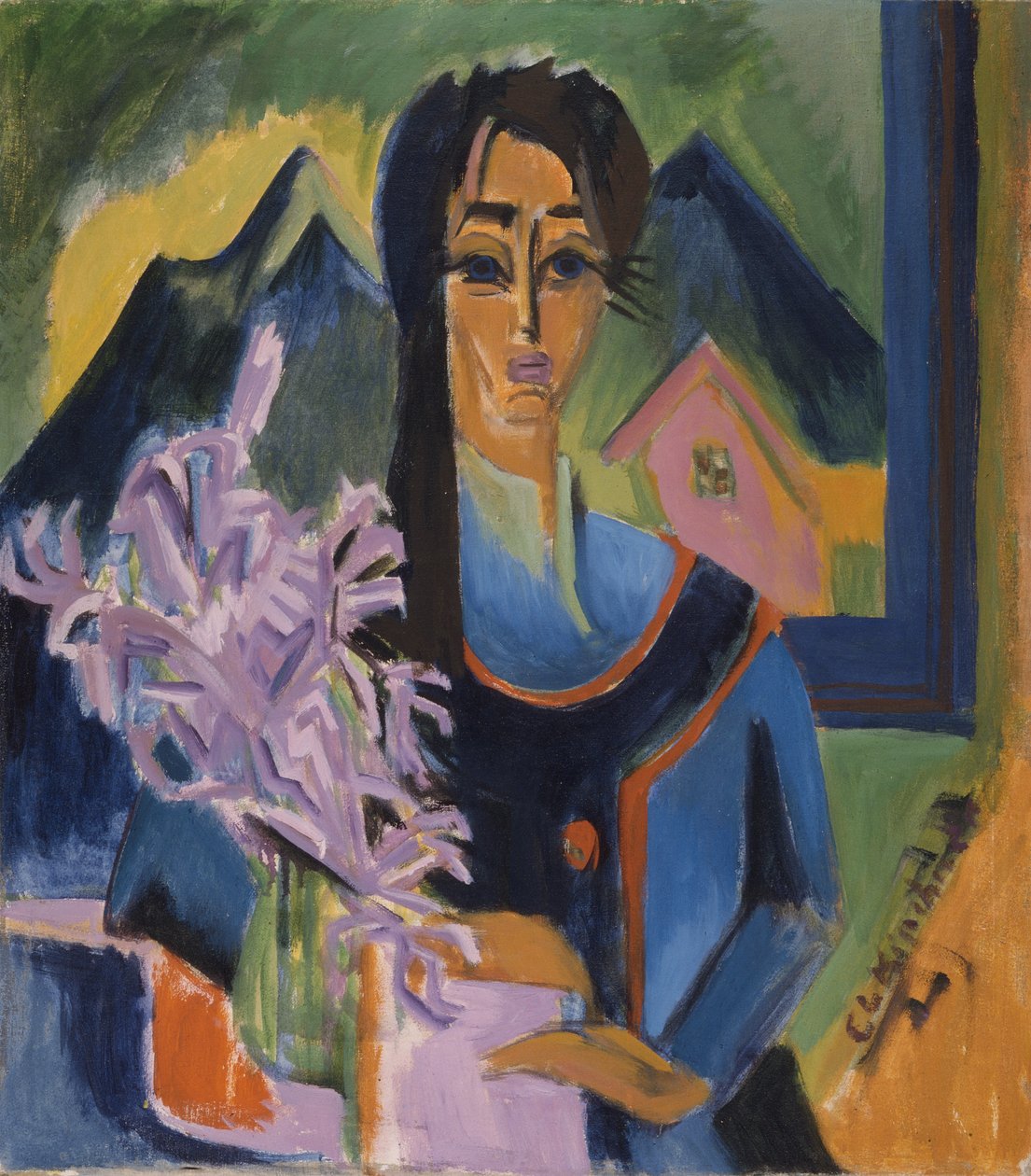 Maryli (Młoda kobieta z bukietem goździków) autorstwa Ernst Ludwig Kirchner