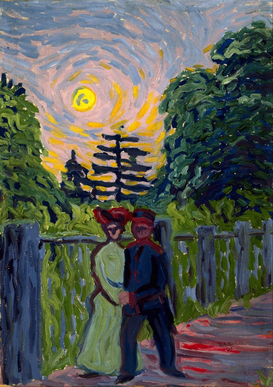 Wschód księżyca: żołnierz i dziewczyna autorstwa Ernst Ludwig Kirchner