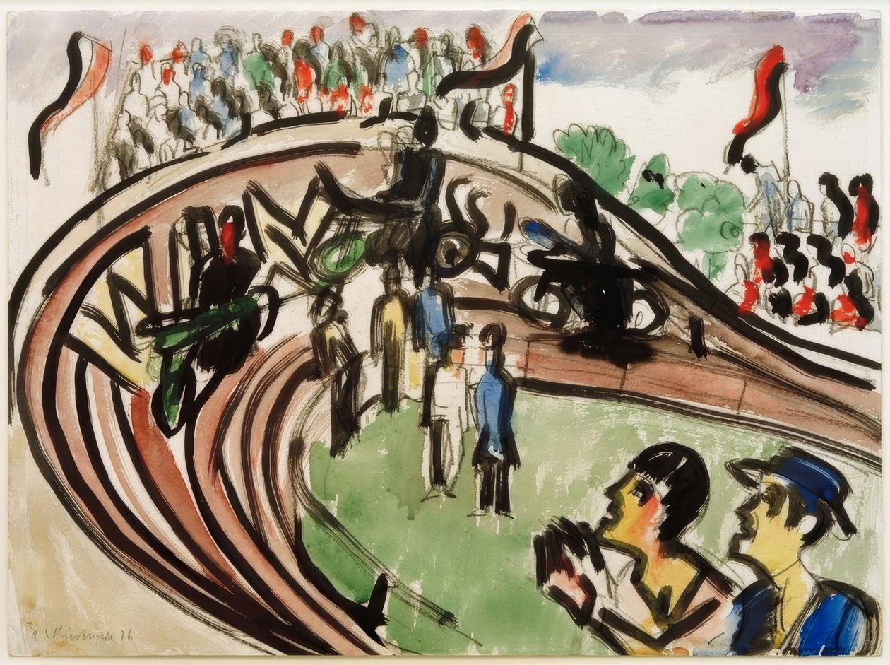 wyścig motocyklowy autorstwa Ernst Ludwig Kirchner
