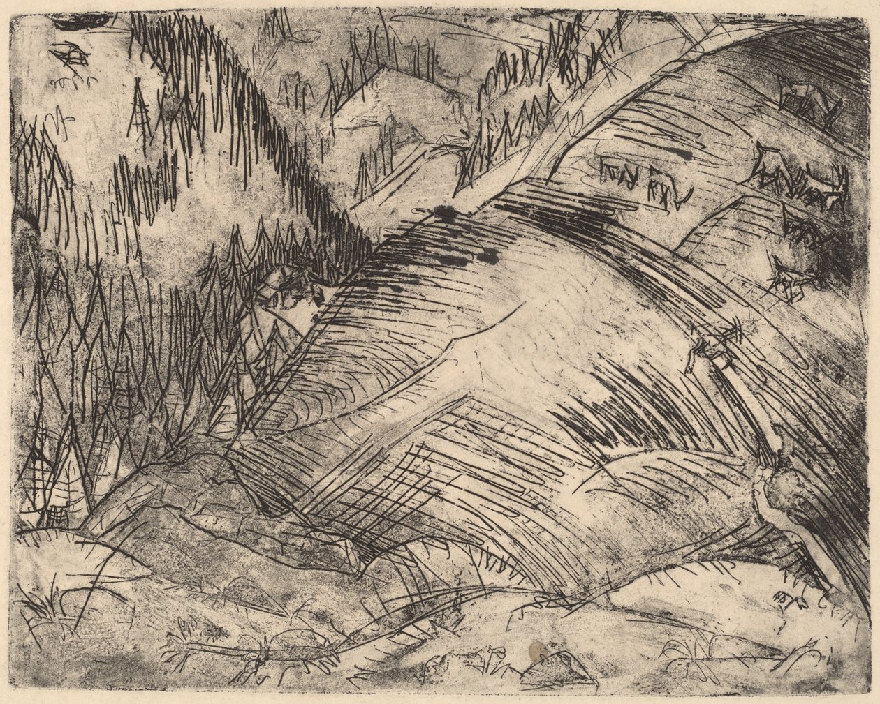 Stok górski z kozami autorstwa Ernst Ludwig Kirchner