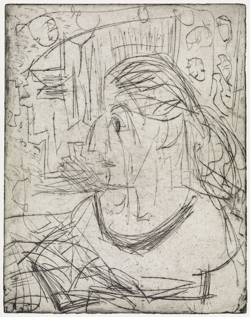 Naga dziewczyna przy piecu / Chora kobieta autorstwa Ernst Ludwig Kirchner