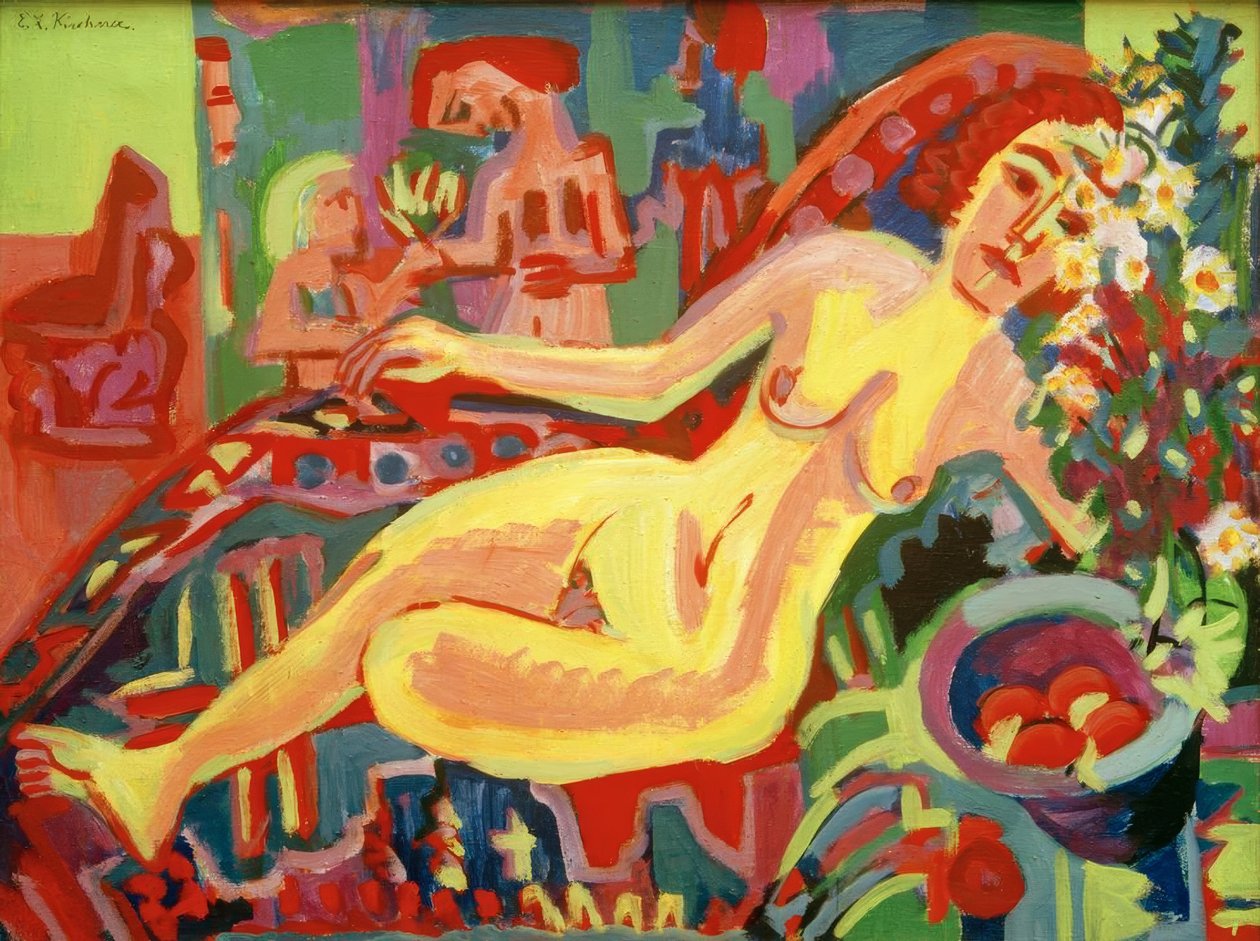 Naga dziewczyna na kanapie autorstwa Ernst Ludwig Kirchner