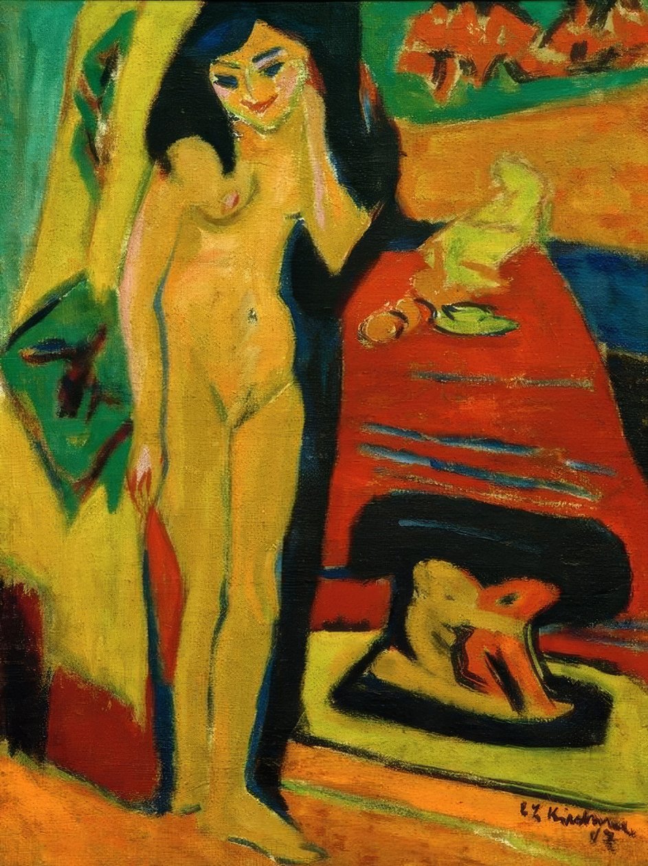 Naga dziewczyna za zasłoną (Fränzi) autorstwa Ernst Ludwig Kirchner