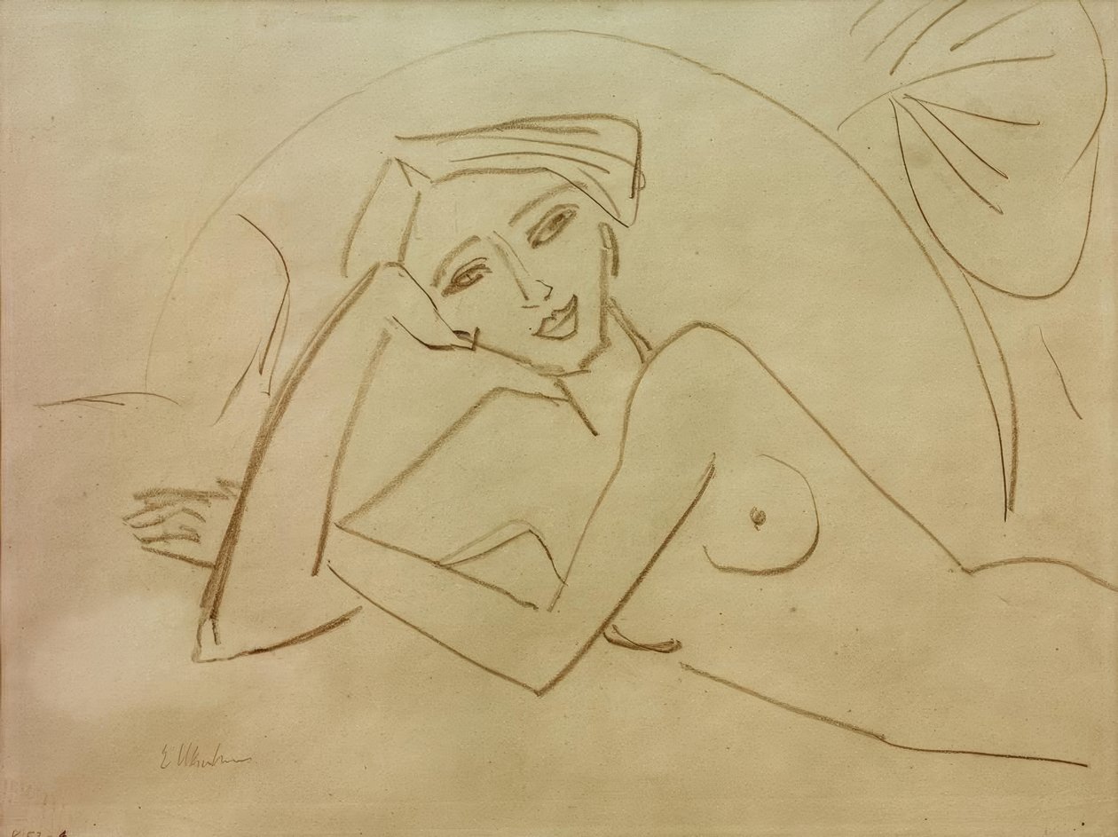 Naga dziewczyna leży autorstwa Ernst Ludwig Kirchner