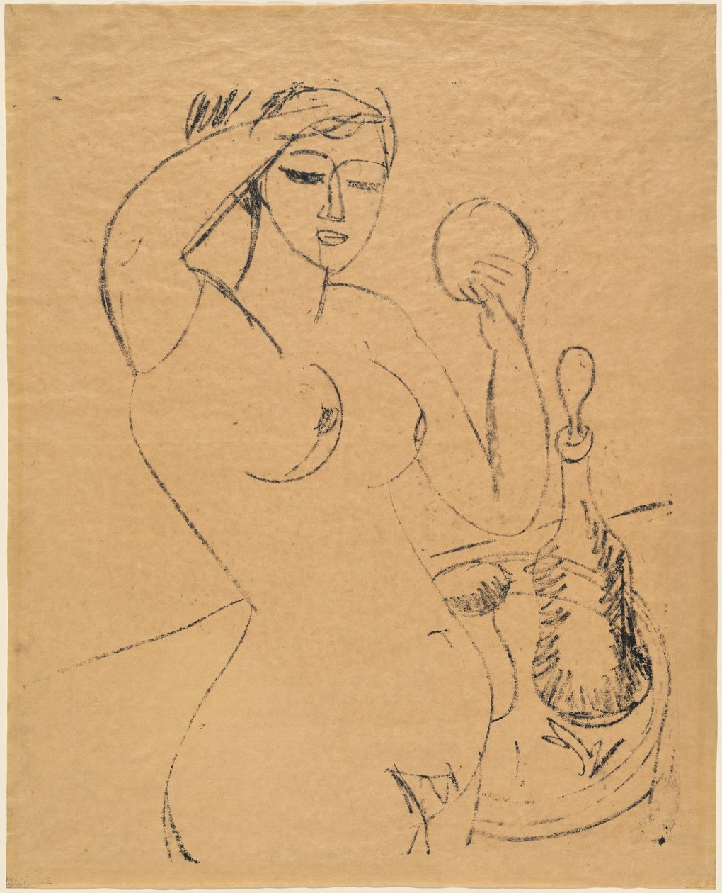Naga dziewczyna w toalecie autorstwa Ernst Ludwig Kirchner