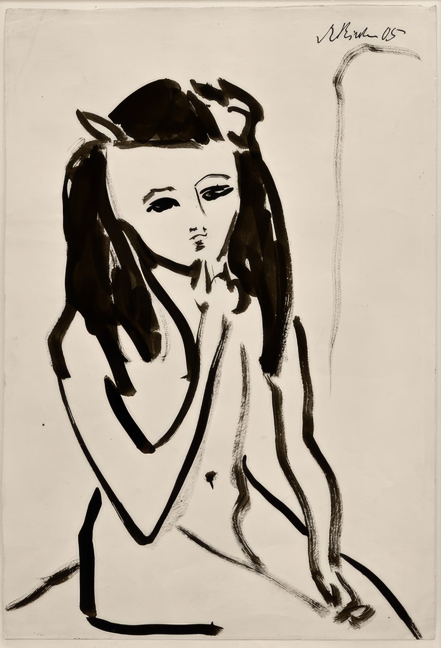 Bez tytułu (Fränzi jako akt, ręka na brodzie) autorstwa Ernst Ludwig Kirchner