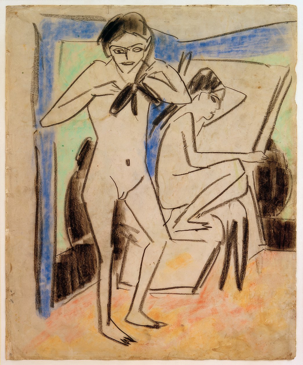 Bez tytułu (Fränzi i Marcella w studiu) autorstwa Ernst Ludwig Kirchner