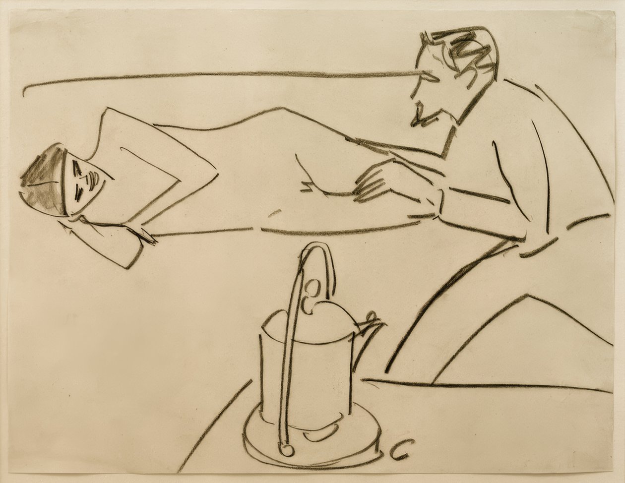 Bez tytułu (Liegende Fränzi w rozmowie z Erichem Heckelem) autorstwa Ernst Ludwig Kirchner