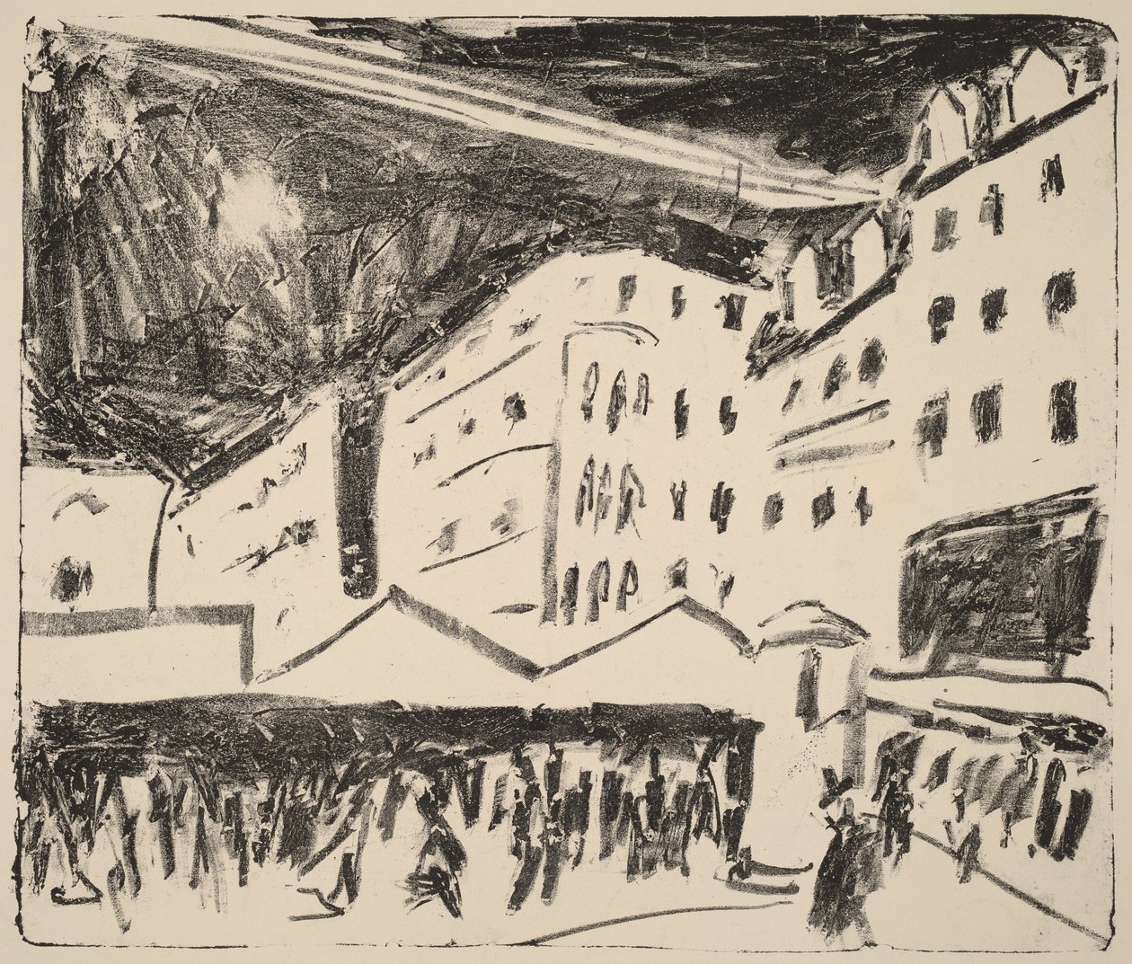 Stary Rynek w Dreźnie z jarmarkiem (Der Altmarkt in Dresden mit Jahrmarkt) autorstwa Ernst Ludwig Kirchner