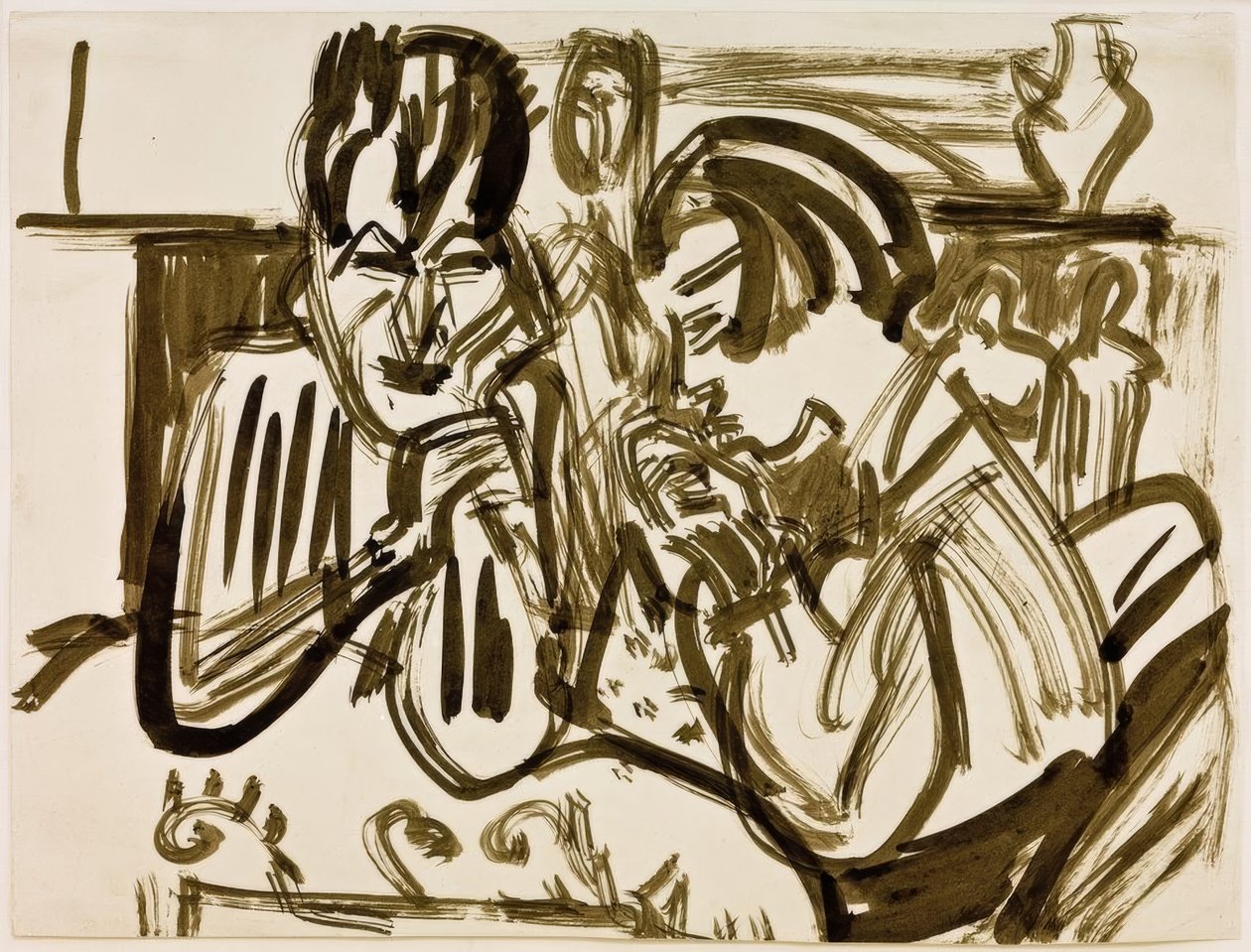 Para przy stole autorstwa Ernst Ludwig Kirchner