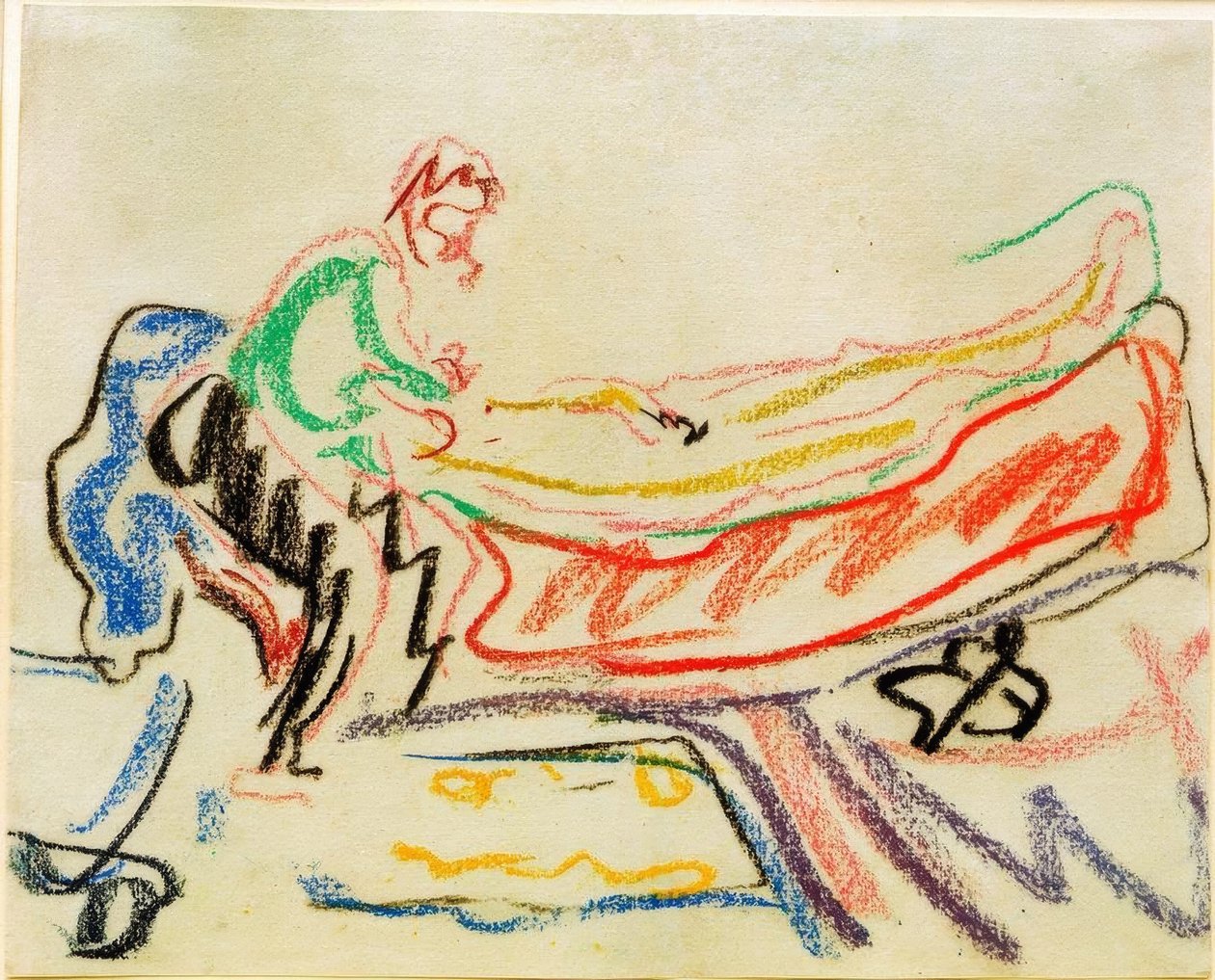 Para na kanapie (Erich Heckel i model) autorstwa Ernst Ludwig Kirchner