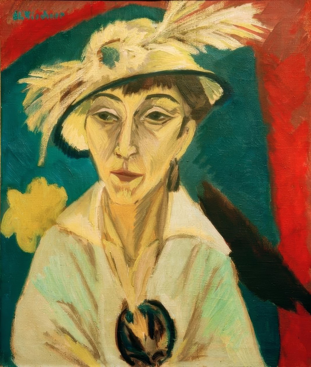 Portret Erny Schilling (chory kobieta, dama w kapeluszu) autorstwa Ernst Ludwig Kirchner