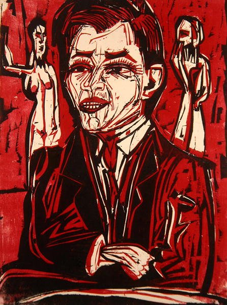 Portret dr Grohmanna (kolorowy drzeworyt) autorstwa Ernst Ludwig Kirchner